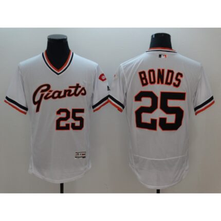 Men's MLB San Francisco Giants #25 Barry Bonds White White Throwback Stitched  Jersey